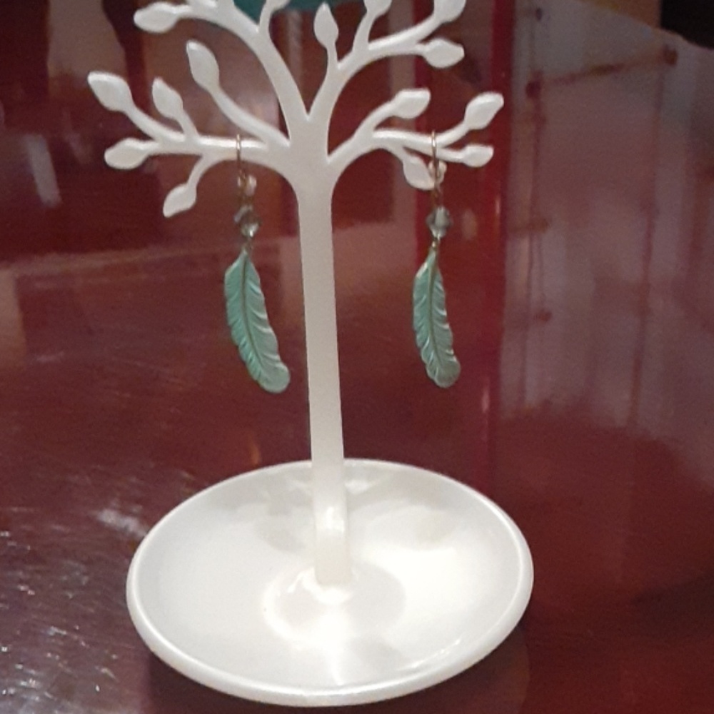 NWT- Turquoise Leaf Earrings